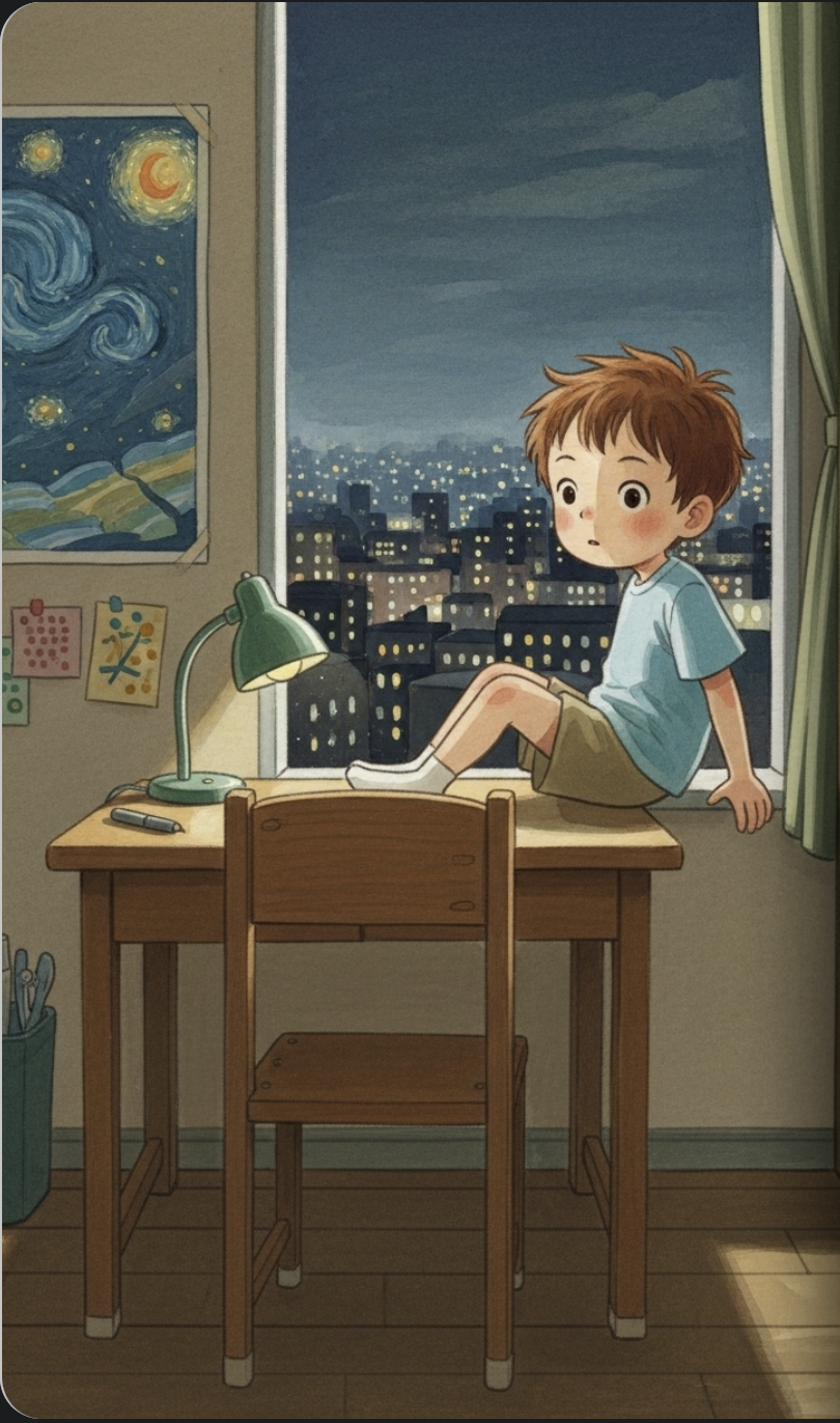 夜の街を照らす明かりのイラスト